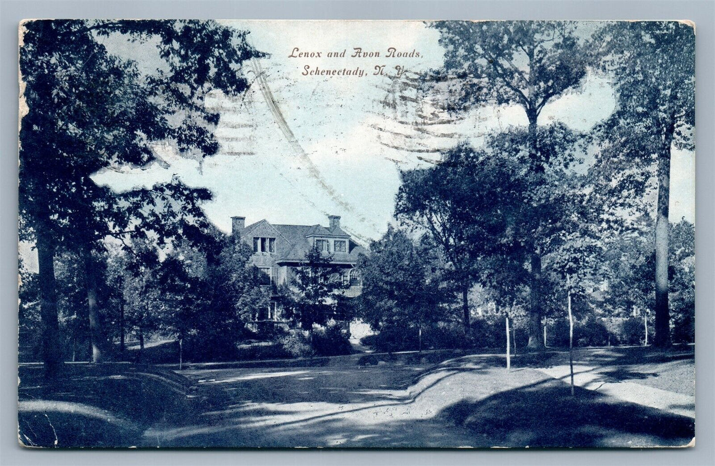 SCHENECTADY NY LENOX & AVON ROADS ANTIQUE POSTCARD