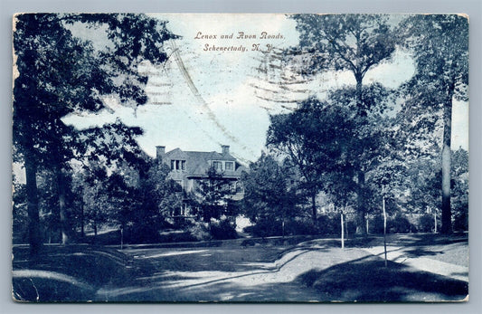 SCHENECTADY NY LENOX & AVON ROADS ANTIQUE POSTCARD