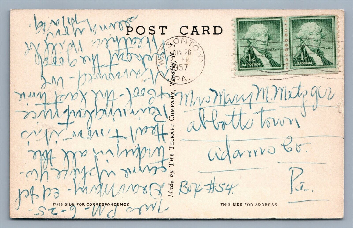 WATSONTOWN PA 1st LUTHERAN CHURCH VINTAGE POSTCARD