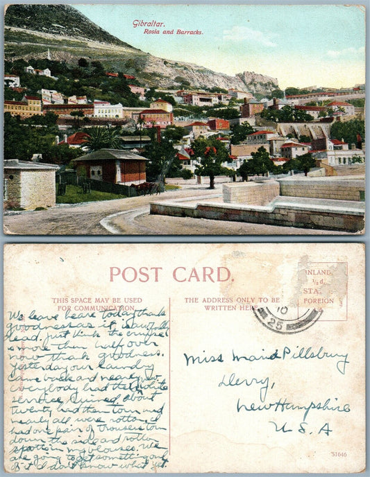 GIBRALTAR ROSIA & BARRACKS ANTIQUE POSTCARD