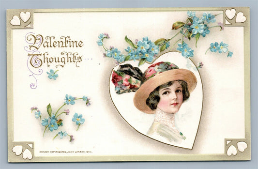 VALENTINE MESSAGE 1914 copyright EMBOSSED ANTIQUE POSTCARD by JOHN WINSCH