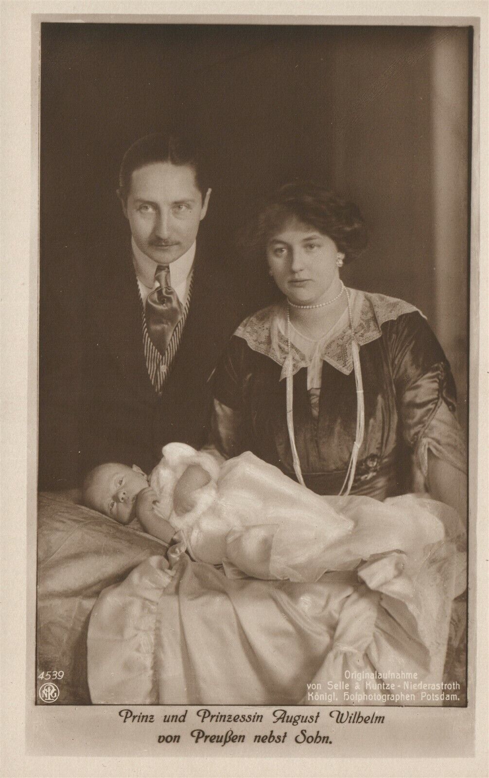 PRINCE & PRINCESS AUGUST WILHELM w/ SON ANTIQUE REAL PHOTO POSTCARD RPPC