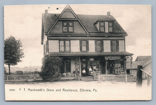 ELKVIEW PA MACKERETH'S STORE & RESIDENCE ANTIQUE POSTCARD