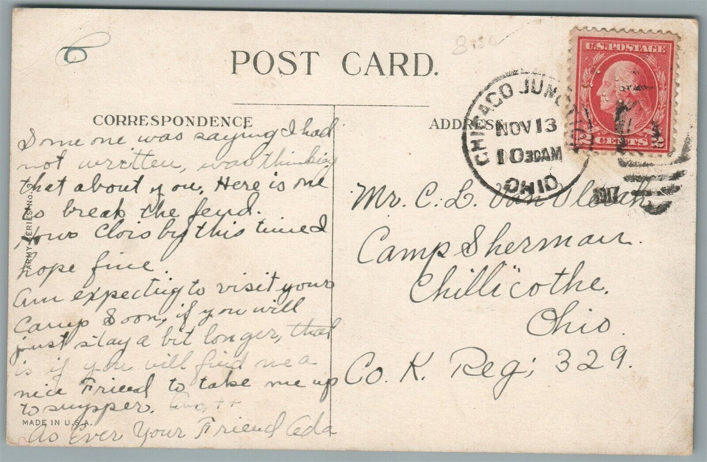 MEXICAN WAR ERA MILITARY ANTIQUE POSTCARD