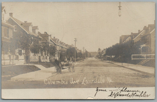 LANSDALE PA COLUMBIA AVE. ANTIQUE REAL PHOTO POSTCARD RPPC