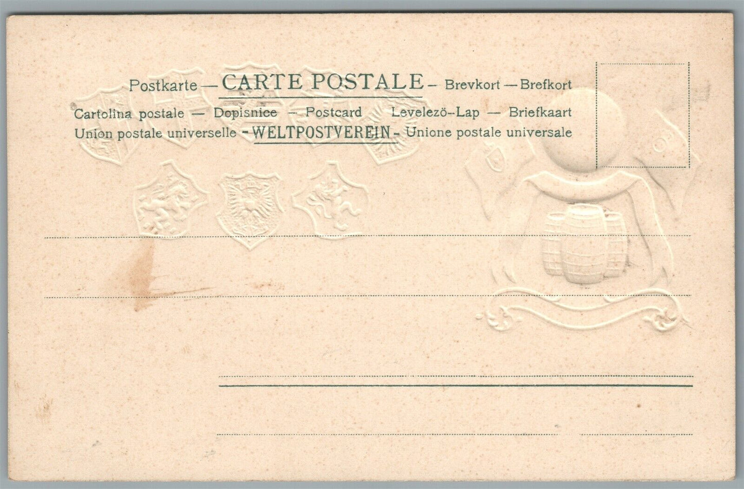 BELGIUM BRUXELLES CONTINENTAL BODEGA COMPANY EMBOSSED ANTIQUE POSTCARD