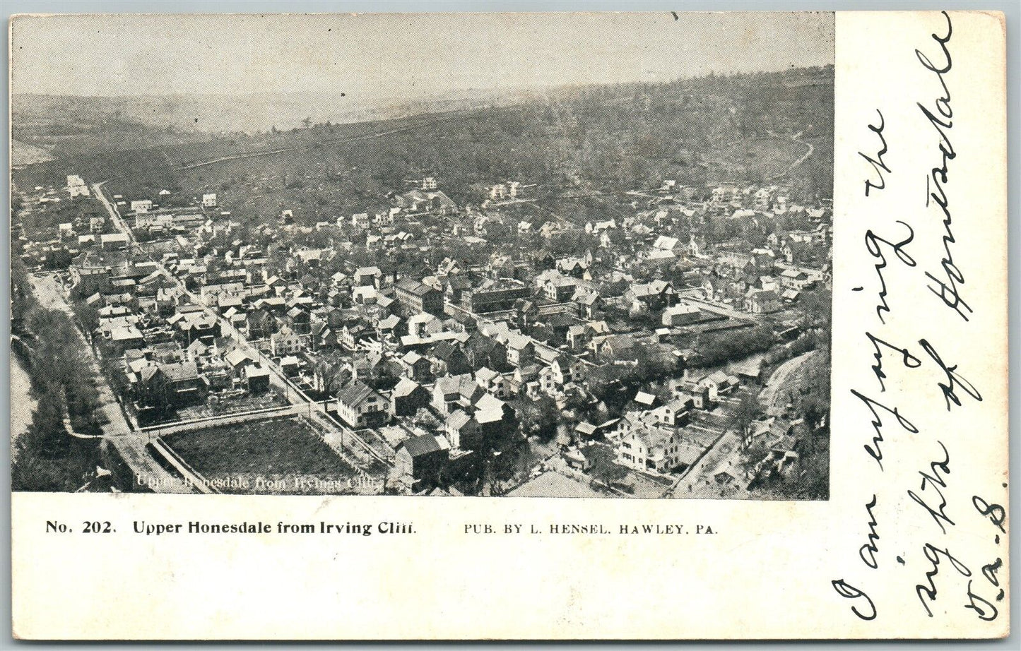 UPPER HONESDALE PA FROM IRVING CLIFF 1906 ANTIQUE POSTCARD PRIVATE MAILING CARD
