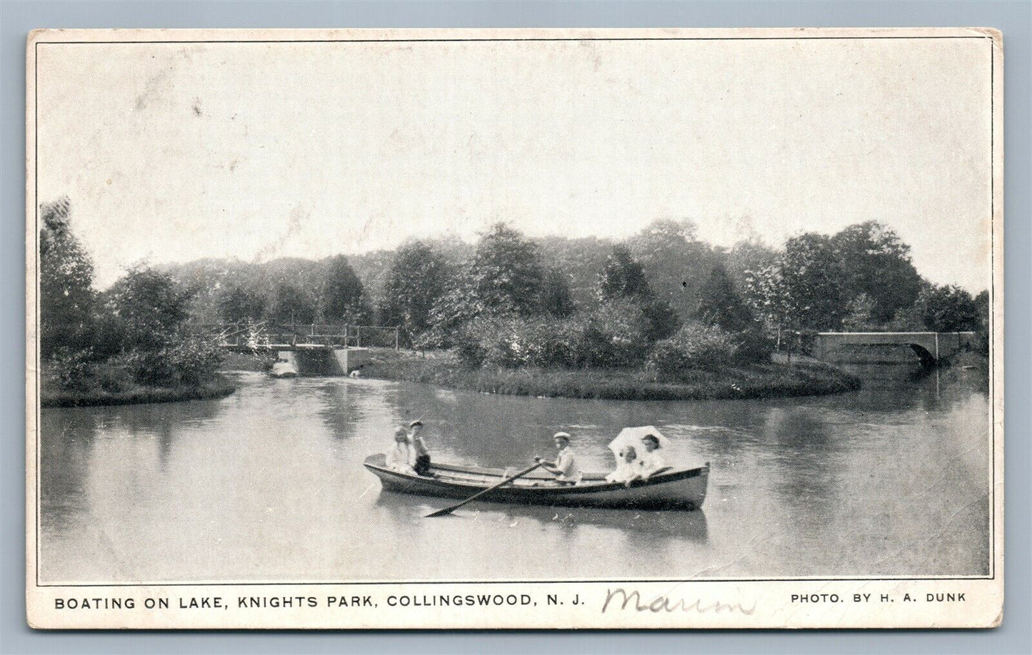COLLINGSWOOD NJ BOATING ON LAKE KNIGHTS PARK ANTIQUE POSTCARD