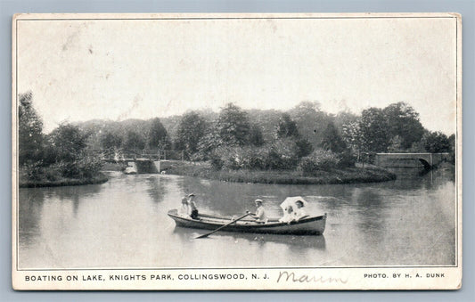 COLLINGSWOOD NJ BOATING ON LAKE KNIGHTS PARK ANTIQUE POSTCARD