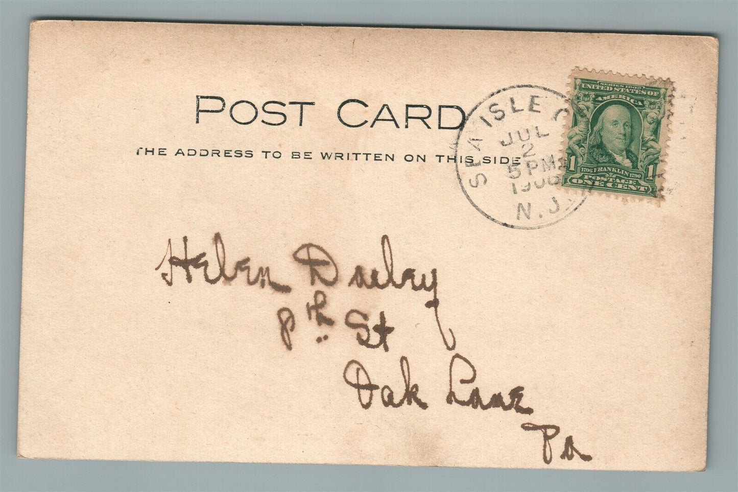 SEA ISLE NJ CANCEL AGRICULTURAL WORKER ANTIQUE REAL PHOTO POSTCARD RPPC