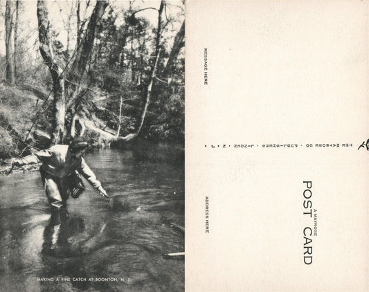 FISHING IN BOONTON N.J. VINTAGE POSTCARD