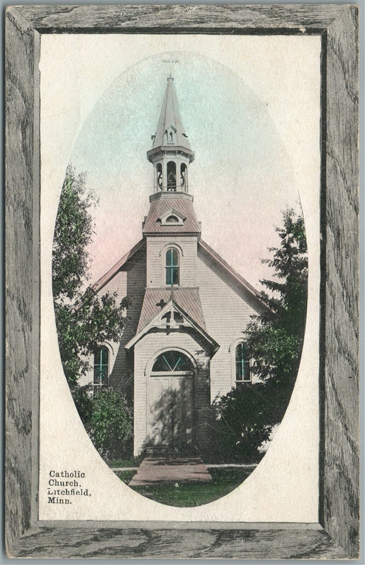 LITCHFIELD MN CATHOLIC CHURCH ANTIQUE POSTCARD