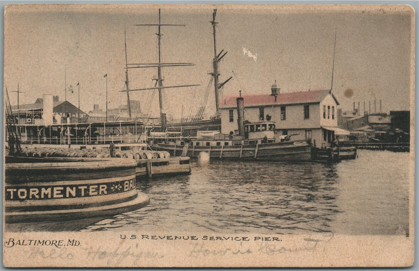 BALTIMORE MD US REVENUE SERVICE PIER ANTIQUE POSTCARD