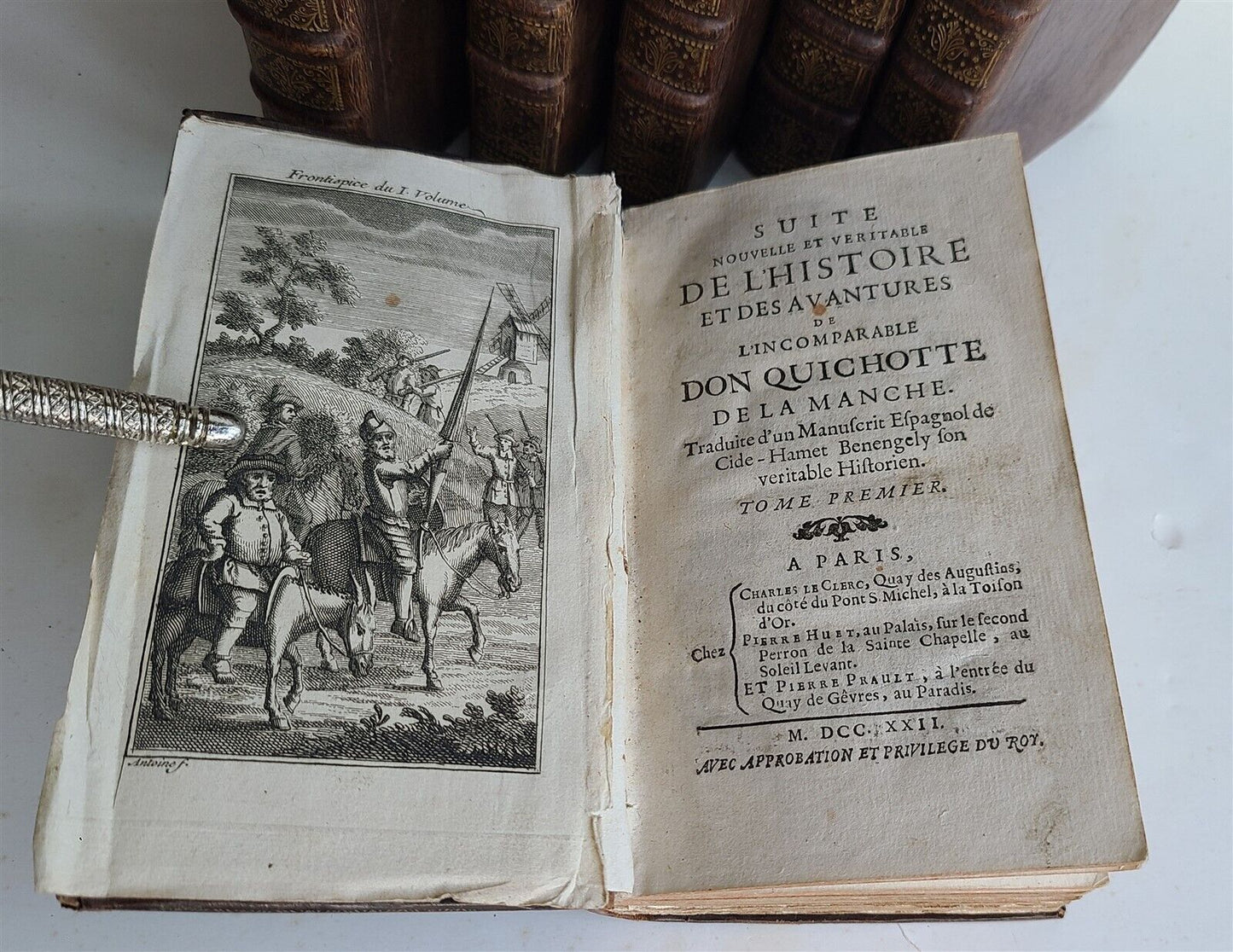 1722-1726 DON QUICHOTTE DE LA MANCHE by CERVANTES 6 VOLUMES antique ILLUSTRATED