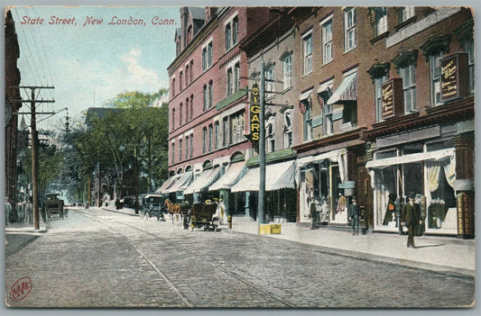 NEW LONDON CT STATE STREET ANTIQUE POSTCARD