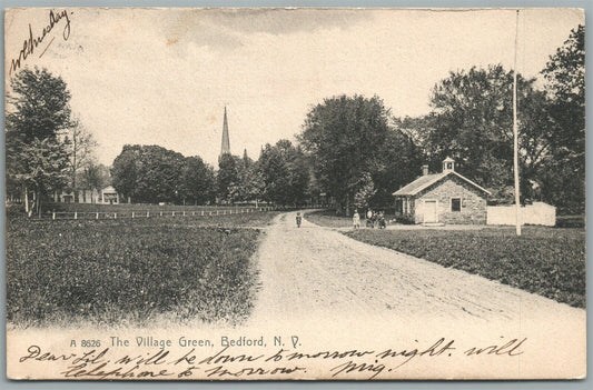 BEDFORD NY VILLAGE GREEN ANTIQUE POSTCARD