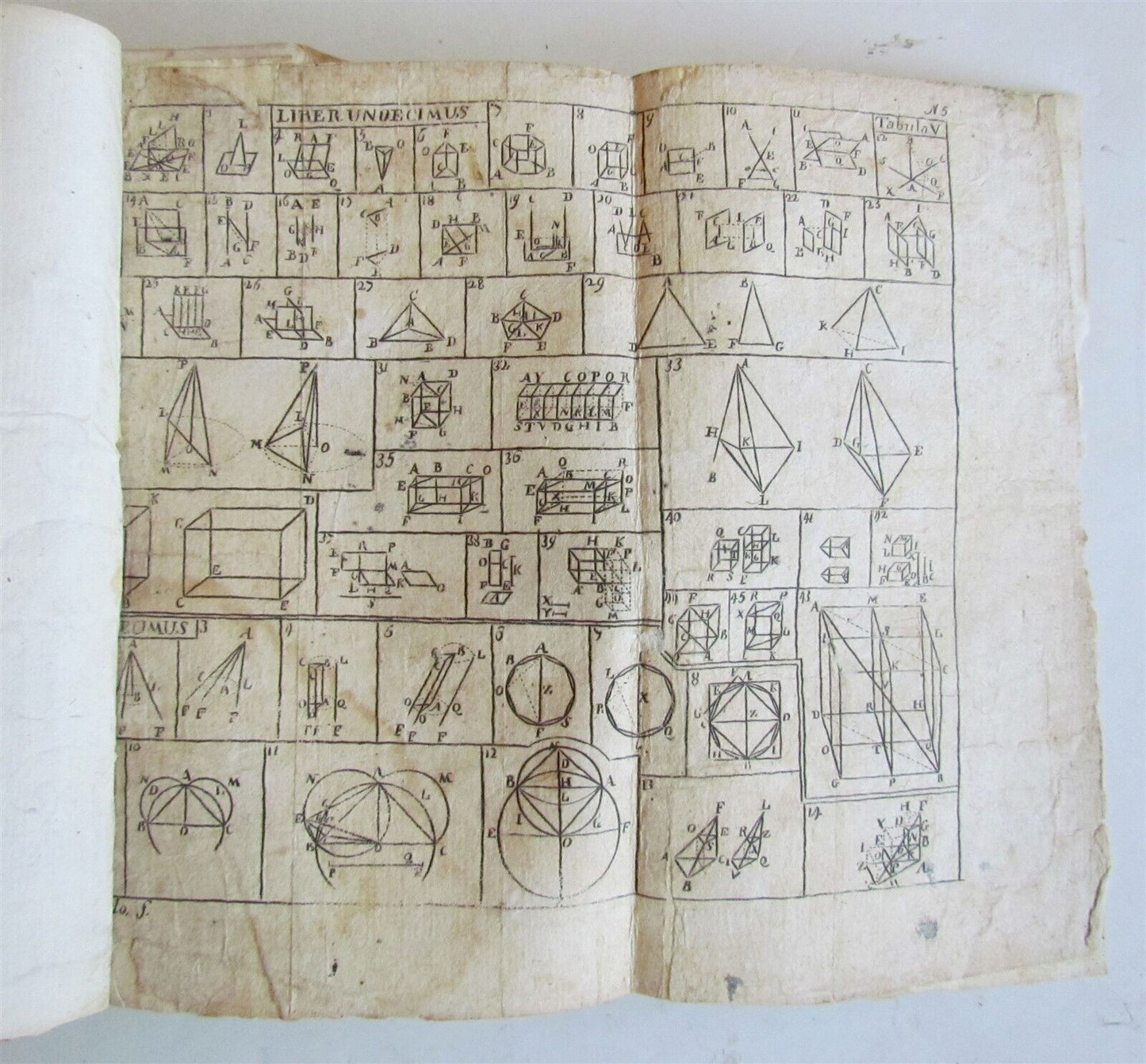 1744 MATHEMATICS EUCLID GEOMETRY ARCHIMEDE THEOREMATA antique ILLUSTRATED vellum