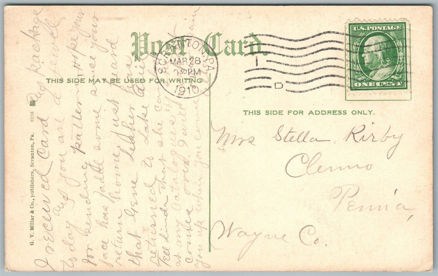 MOUNTAINHOME PA M.E. CHURCH 1910 ANTIQUE POSTCARD