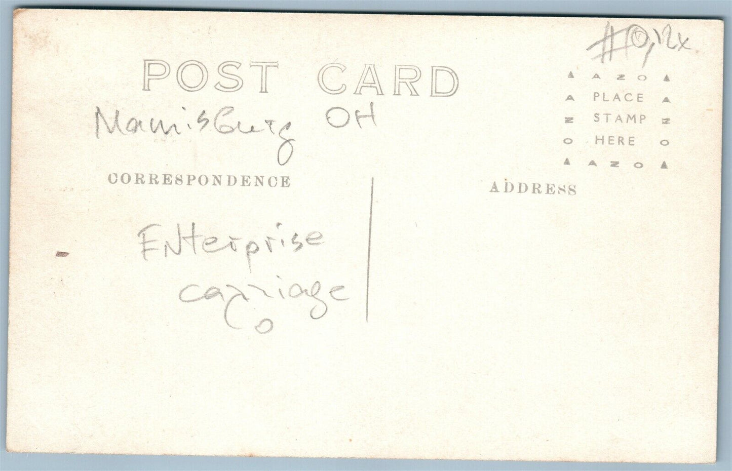 MIAMISBURG OH ENTERPRISE CARRIAGE CO. ANTIQUE REAL PHOTO POSTCARD RPPC