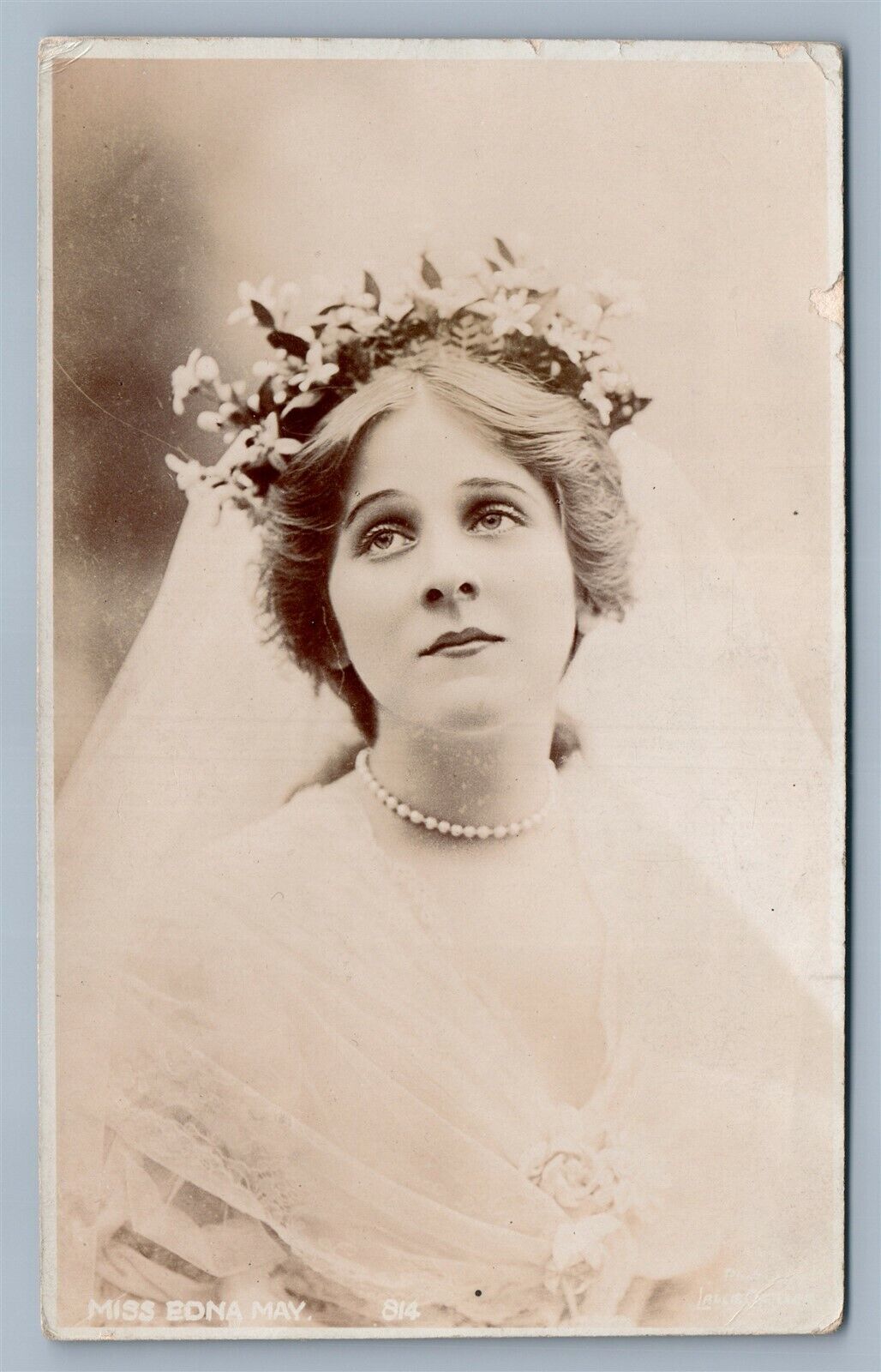 EDWARDIAN COMEDY ACTRESS EDNA MAY ANTIQUE REAL PHOTO POSTCARD RPPC