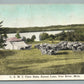 IRON RIVER MI SUNSET LAKE L.S.M.I. CLAM BAKE ANTIQUE POSTCARD old cars