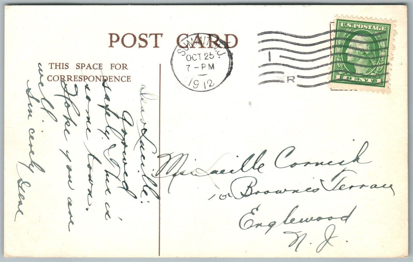 SUMMIT NJ YMCA BUILDING YOUNG MEN'S CHRISTIAN ASSOCIATION 1912 ANTIQUE POSTCARD