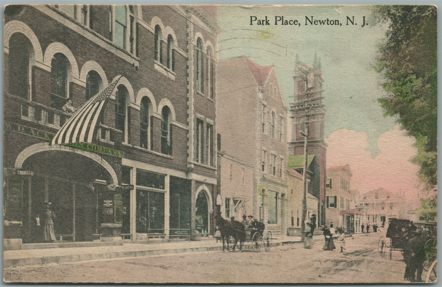 NEWTON NJ PARK PLACE ANTIQUE POSTCARD