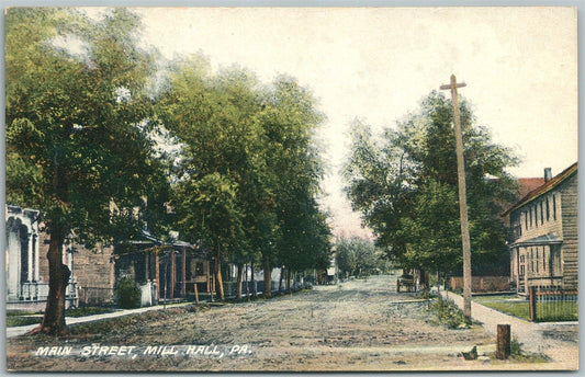 MILL HALL PA MAIN STREET ANTIQUE POSTCARD