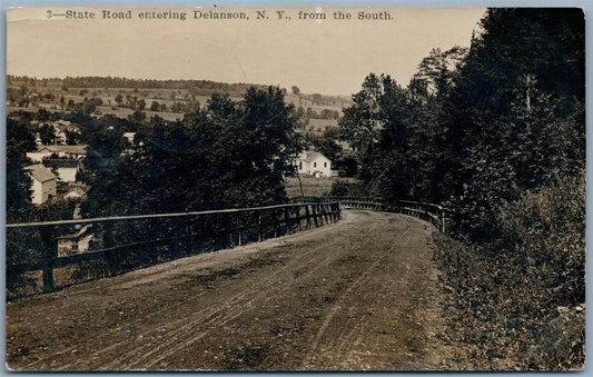 DELANSON NY STATE ROAD 1916 ANTIQUE REAL PHOTO POSTCARD RPPC