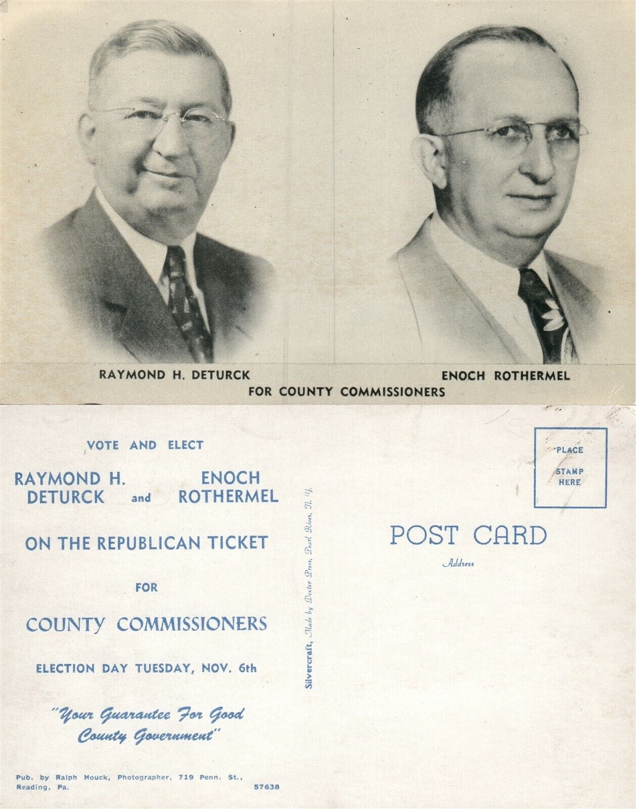 COUNTY COMMISSIONERS ELECTION DAY POLITICAL VINTAGE POSTCARD