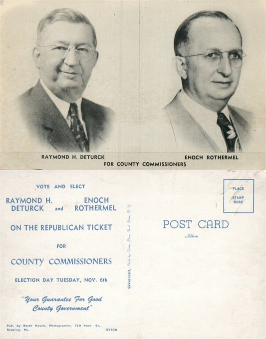 COUNTY COMMISSIONERS ELECTION DAY POLITICAL VINTAGE POSTCARD