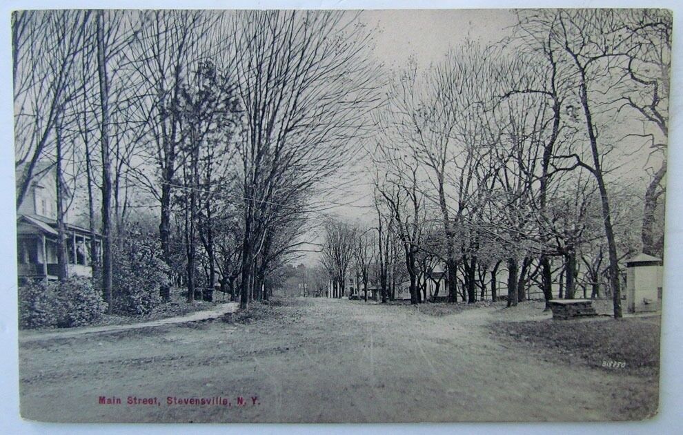 VINTAGE 1911 POSTCARD MAIN STREET STEVENSVILLE NY NEW YORK