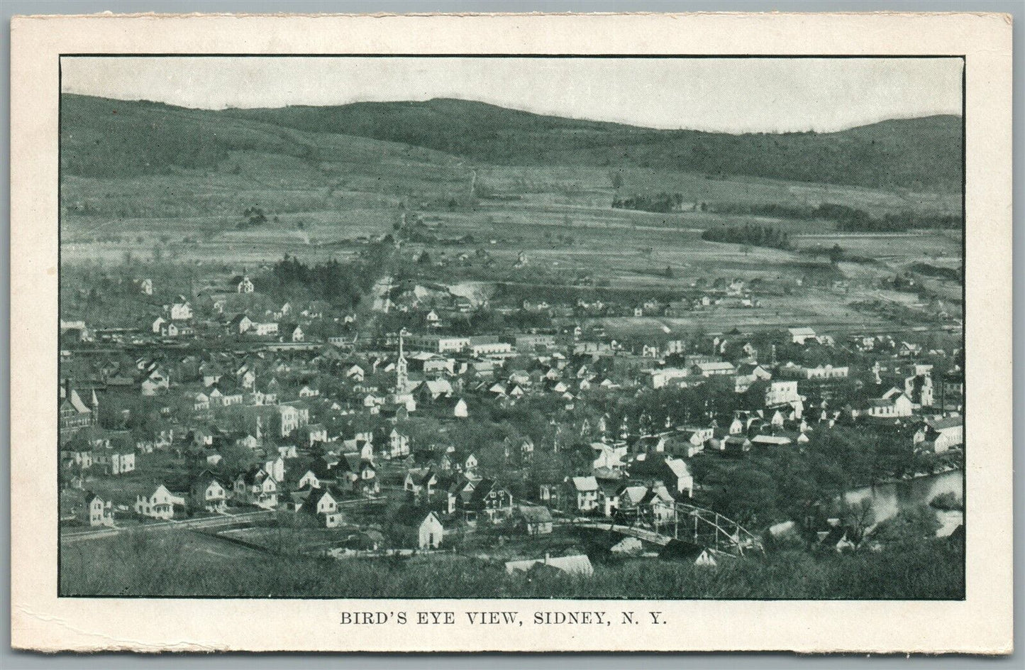 SIDNEY NY BIRDS EYE VIEW ANTIQUE POSTCARD