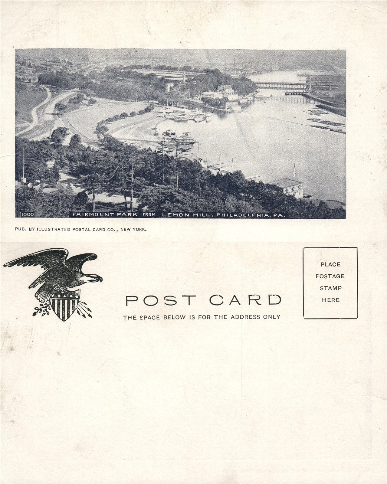 PHILADELPHIA PA FAIRMOUNT PARK FROM LEMON HILL UNDIVIDED ANTIQUE POSTCARD