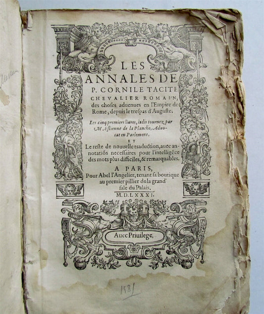 1581 TACITUS THE ANNALS VELLUM BOUND antique TACITE ANNALES in LATIN 16th cent.