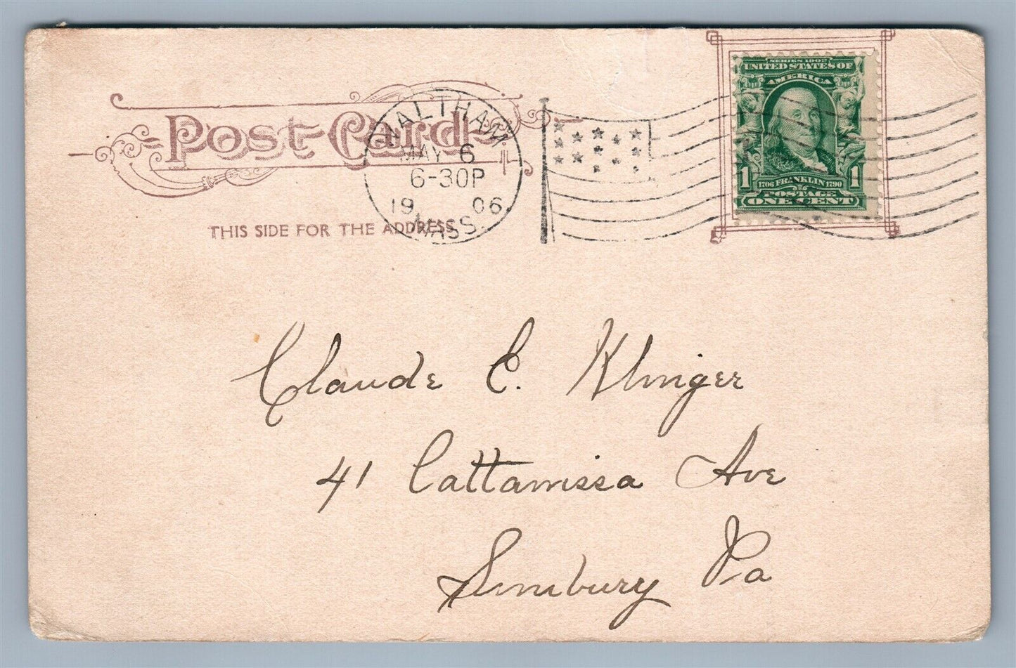 WALTHAM MA CHRIST EPISCOPAL CHURCH 1906 ANTIQUE UNDIVIDED POSTCARD