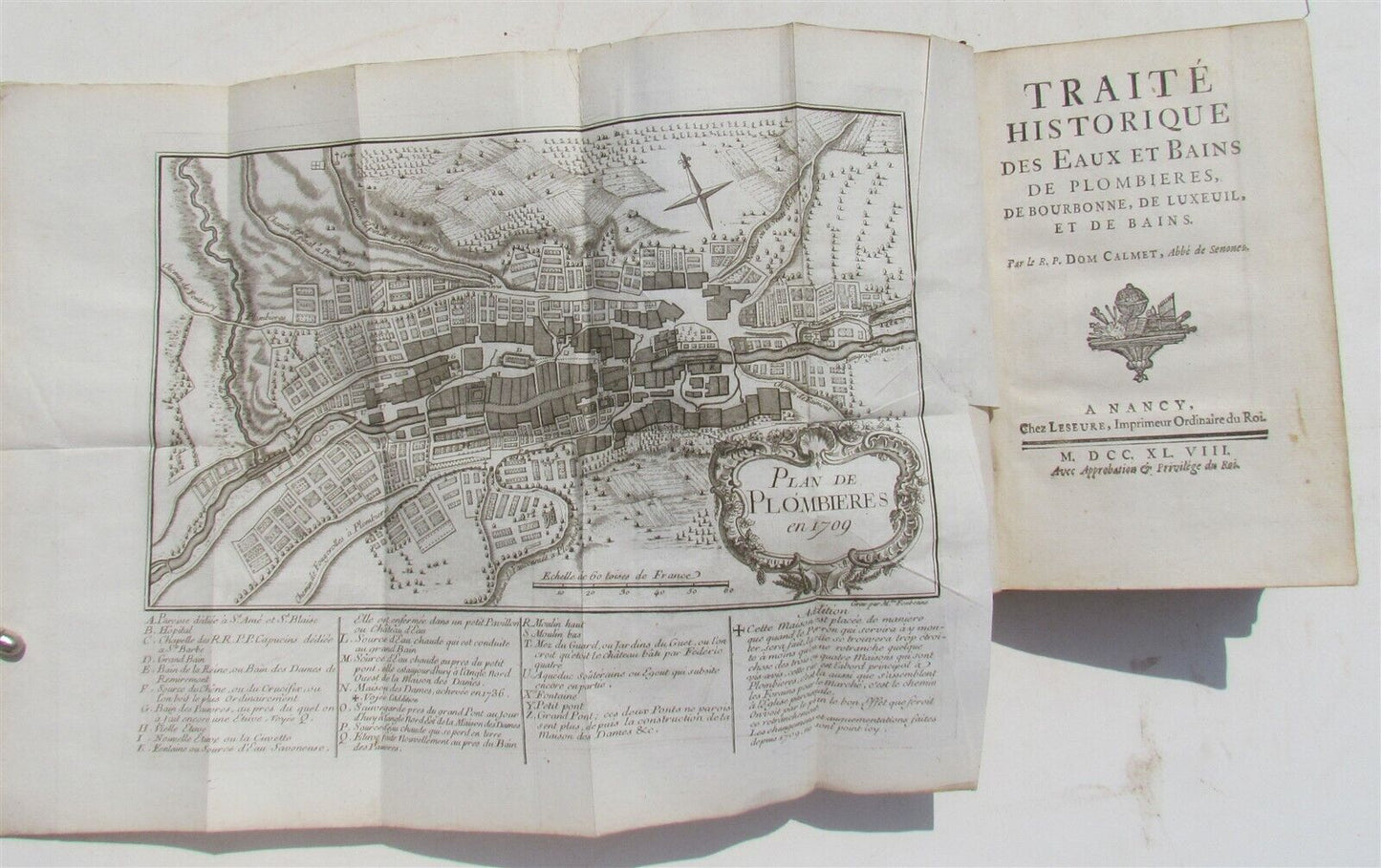 1748 ARCHITECTURE TREATISE on THERMAL WATERS antique ILLUSTRATED w/10 ENGRAVINGS