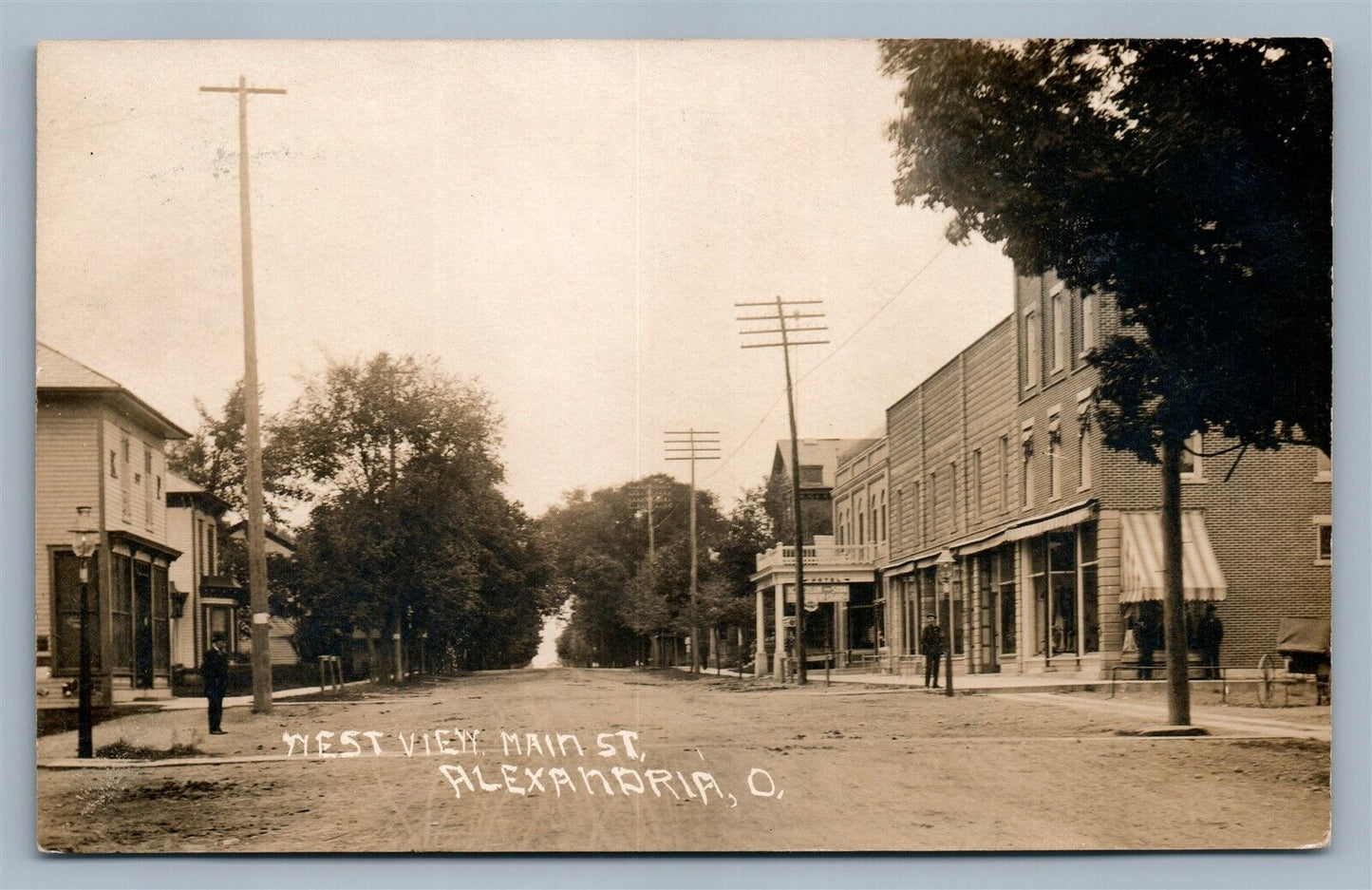 ALEXANDRIA OH MAIN STREET ANTIQUE REAL PHOTO POSTCARD RPPC