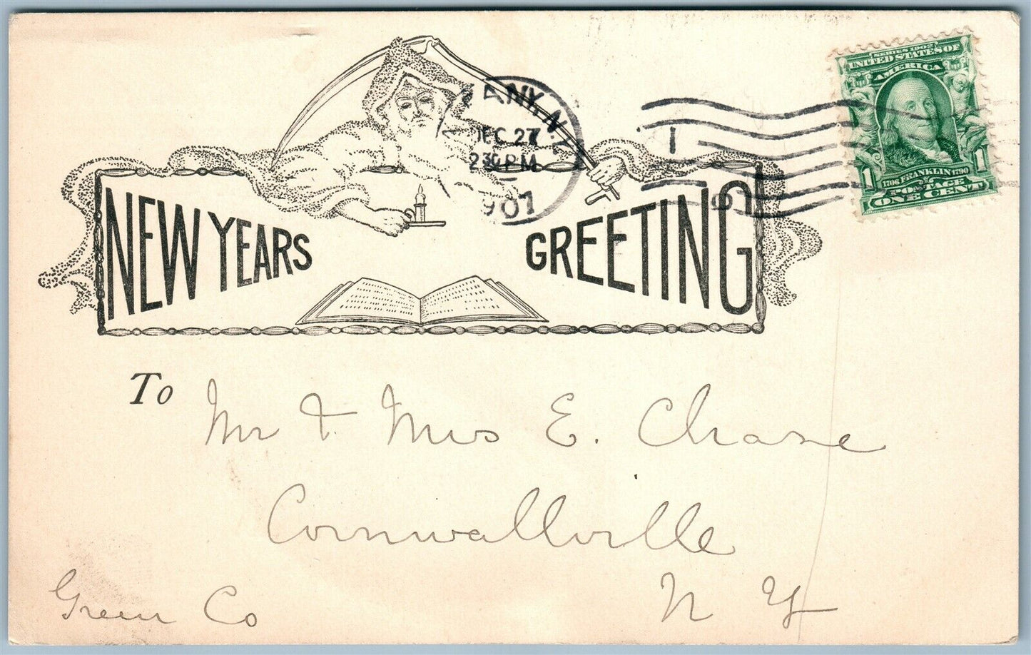 ALBANY NY FIRST BAPTIST CHURCH NEW YEAR GREETINGS ANTIQUE POSTCARD