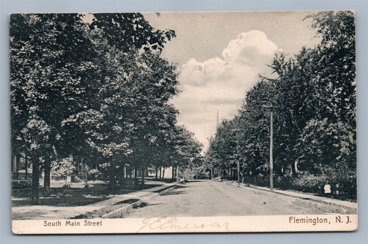 FLEMINGTON NJ SOUTH MAIN STREET ANTIQUE POSTCARD
