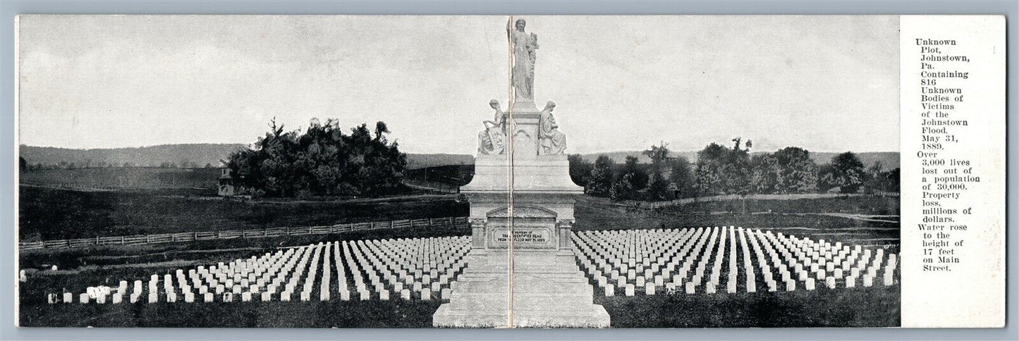 JOHNSTOWN PA FLOOD VICTIMS CEMETERY FOLDING ANTIQUE DOUBLE POSTCARD