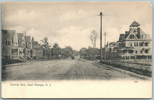 EAST ORANGE NJ CENTRAL AVENUE UNDIVIDED ANTIQUE POSTCARD
