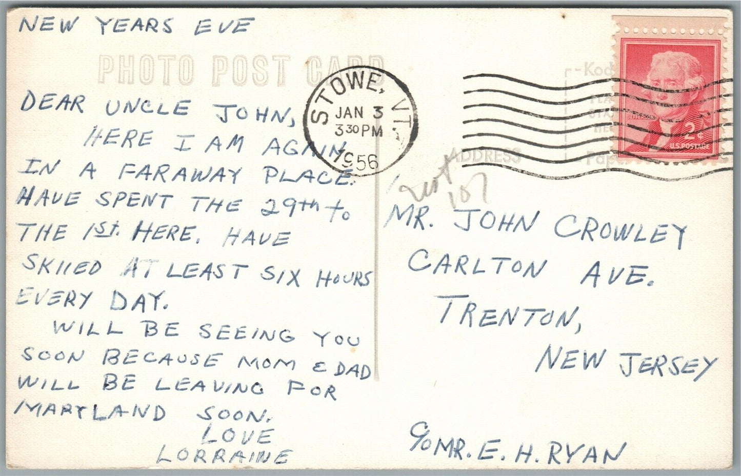 STOWE VT LORD SKIING TRAIL VINTAGE REAL PHOTO POSTCARD RPPC