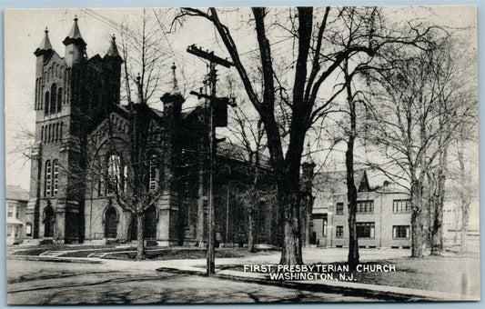 WASHINGTON NJ FIRST PRESBYTERIAN CHURCH VINTAGE POSTCARD