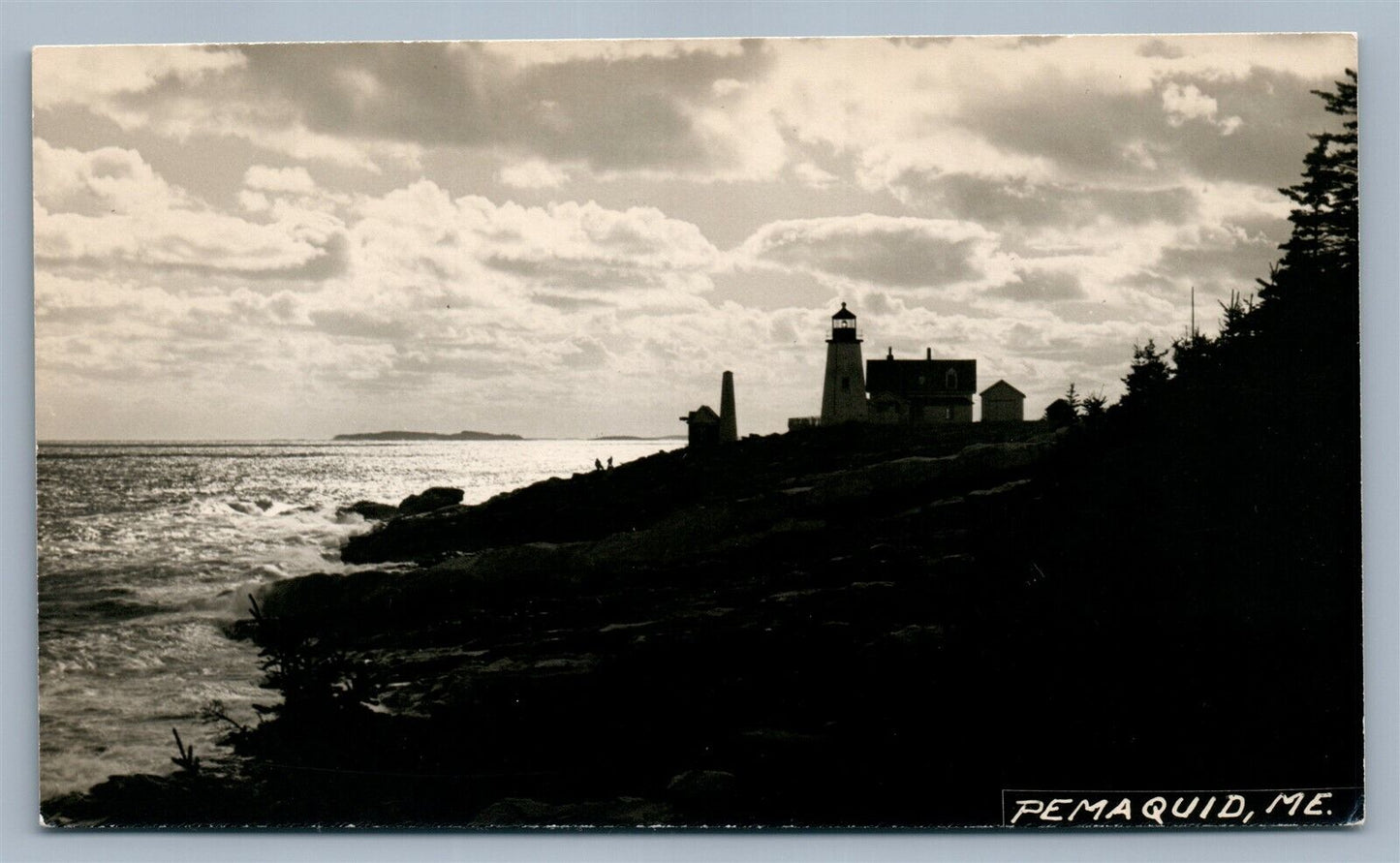 PEMAQUID ME LIGHT HOUSE VINTAGE REAL PHOTO POSTCARD RPPC