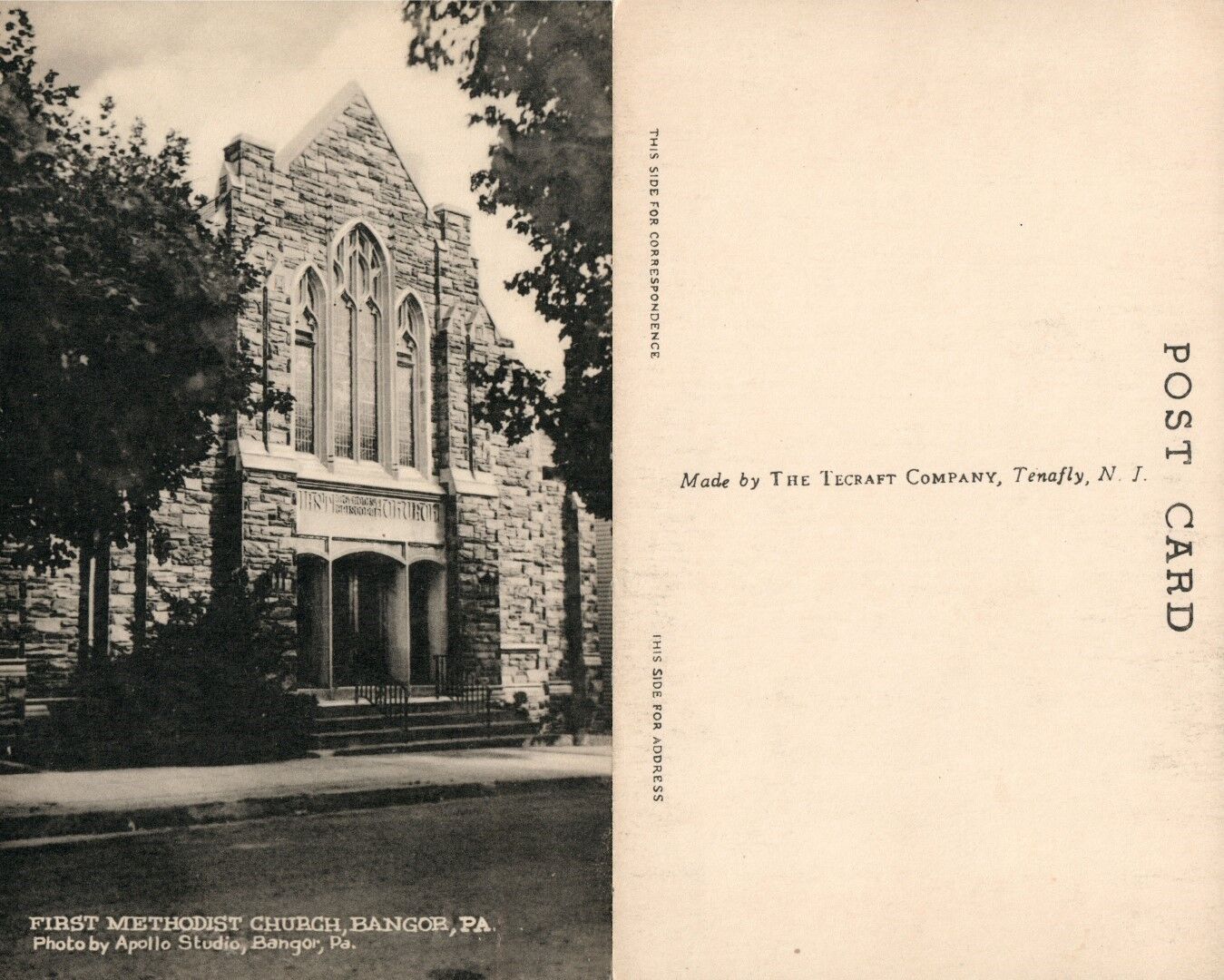 BANGOR PA FIRST METHODIST CHURCH ANTIQUE POSTCARD