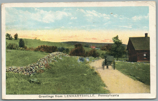 LENHARTSVILLE PA GREETINGS ANTIQUE POSTCARD