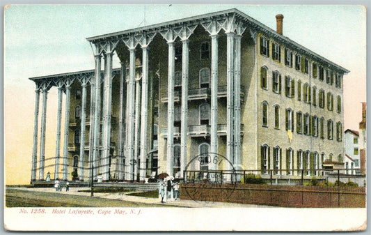 CAPE MAY NJ HOTEL LAFAYETTE 1908 ANTIQUE POSTCARD