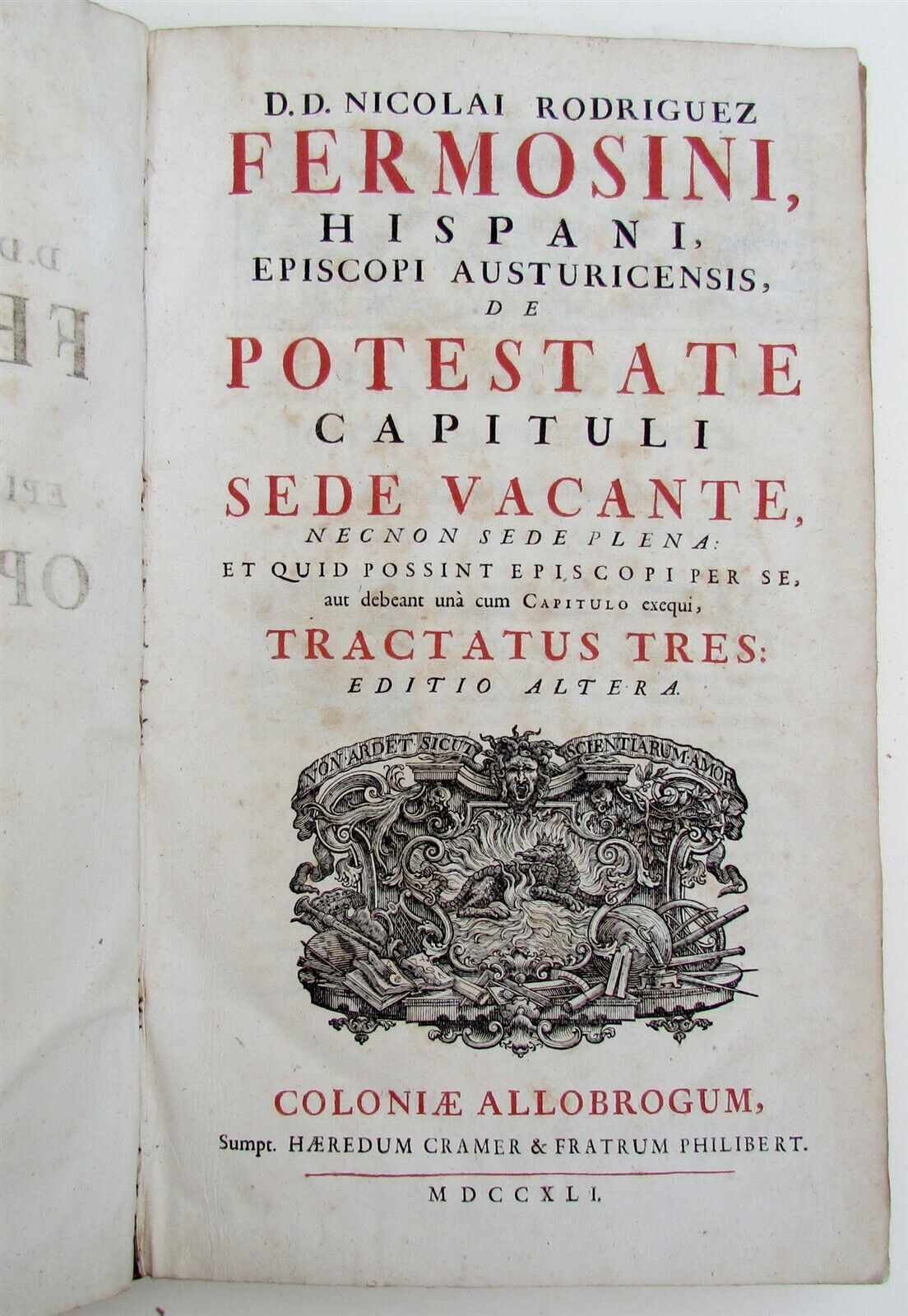 1741 VELLUM BOUND ANTIQUE FOLIO N. Fermosini HISPANI EPISCOPI POTESTATE CAPITULI