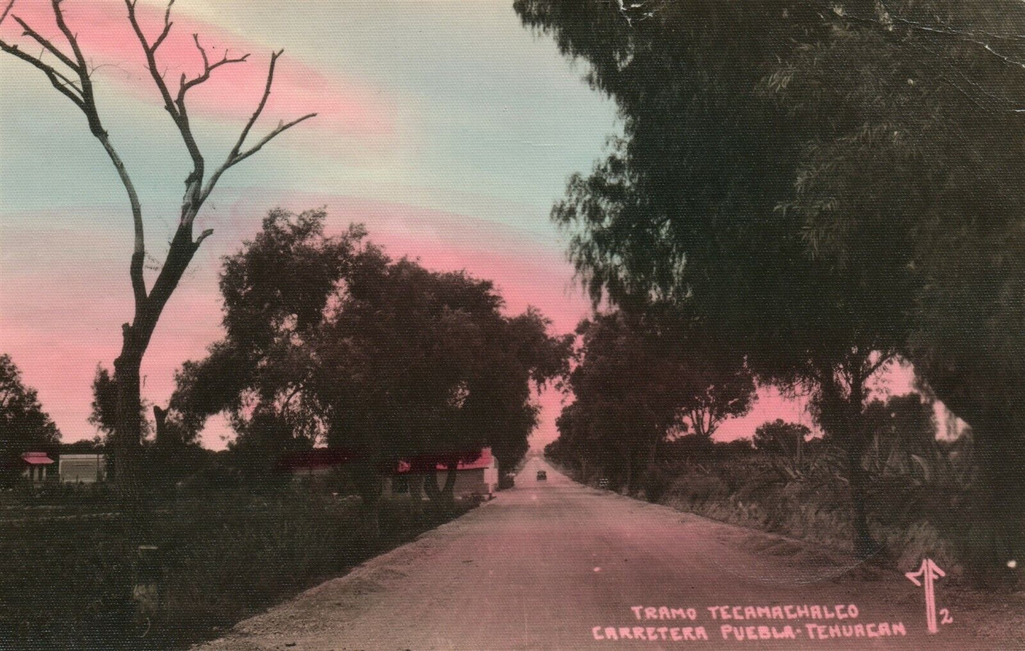 TRAMO TECAMACHALCO CARRETERA PUEBLA MEXICO VINTAGE REAL PHOTO POSTCARD RPPC